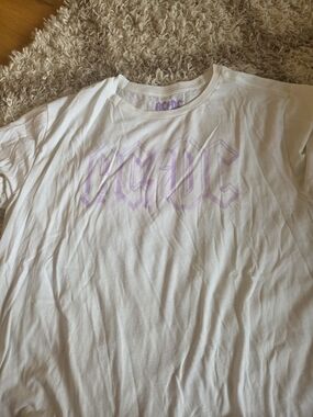 Lucky Brand White Short Sleeve Tee with Light Purple Graphic